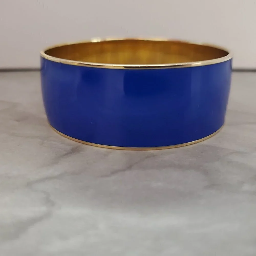 💙 Vintage Y2k 00s 2000's J.Crew Dark Blue Thick Wide Bangle 💙 - Picture 4 of 9